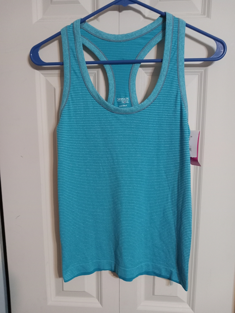 Danskin Now Women's Turquoise Striped Racerback Tank Top